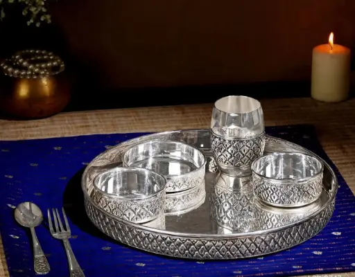 Silver Dinner Set and Plate