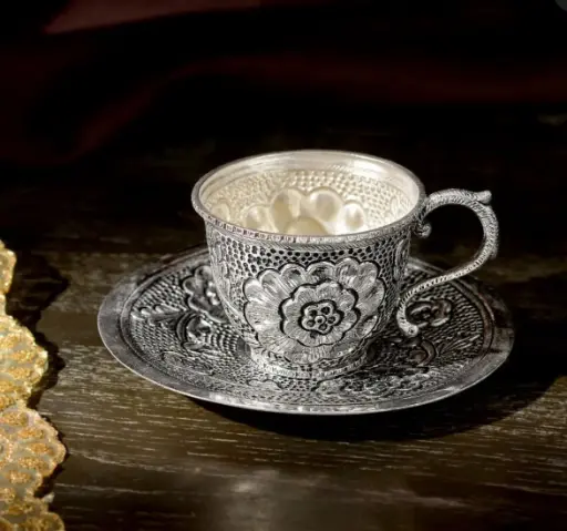 Silver Cup Saucer 